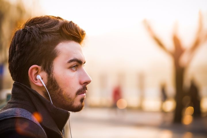 Man listening to headphones